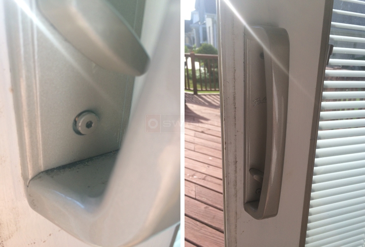 User submitted photos of a patio door handle.