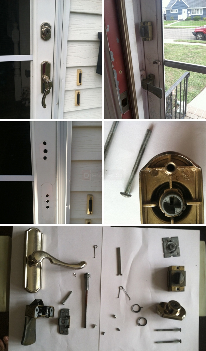 User submitted photos of storm door hardware.