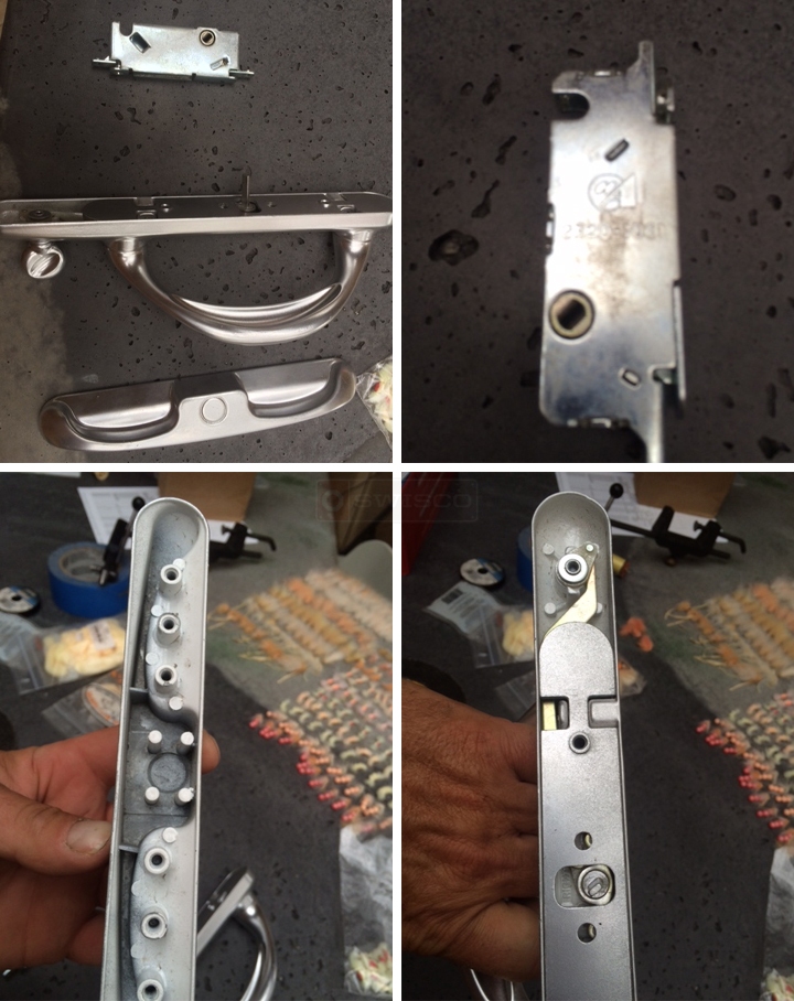 User submitted photos of patio door hardware.