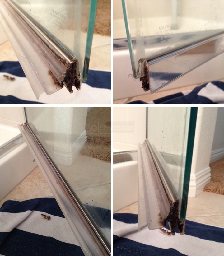 User submitted photos of a shower door sweep.