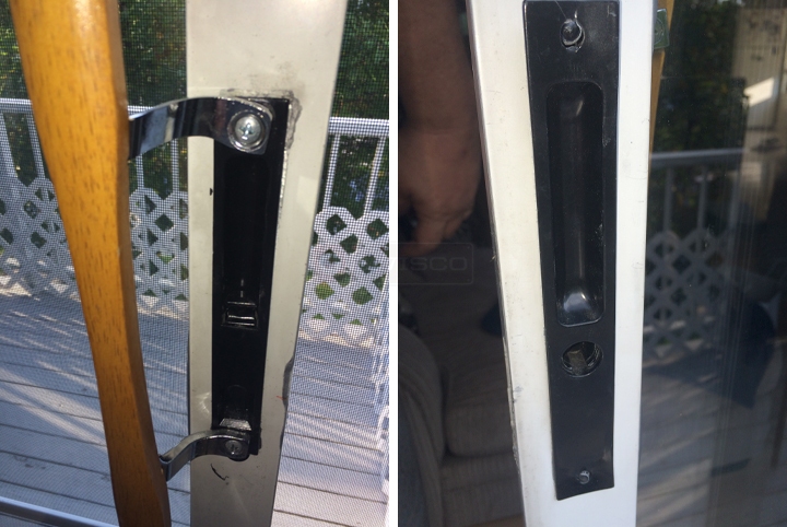 User submitted photos of patio door hardware.