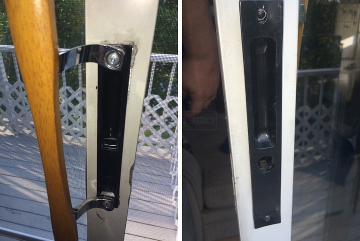 User submitted photos of patio door hardware.