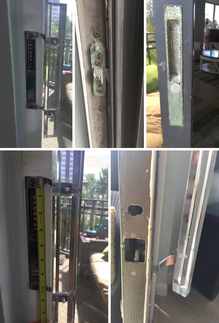 User submitted photos of patio door hardware.