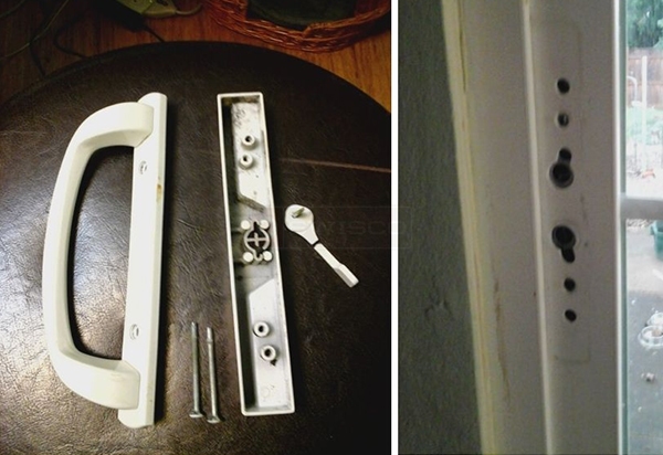 User submitted photos of patio door hardware.