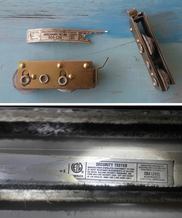 User submitted photos of patio door hardware.