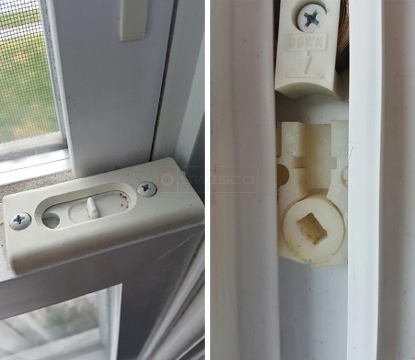 User submitted photos of window hardware.