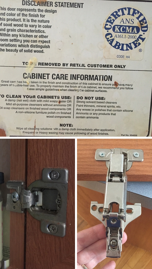 User submitted photos of a cabinet hinge.