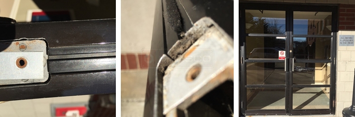 User submitted photos of commercial door hardware.