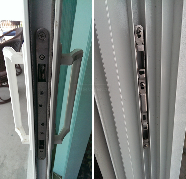 User submitted photos of patio door hardware.