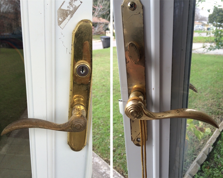 User submitted photos of patio door hardware.