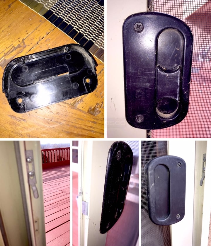 User submitted photos of a screen door pull latch.