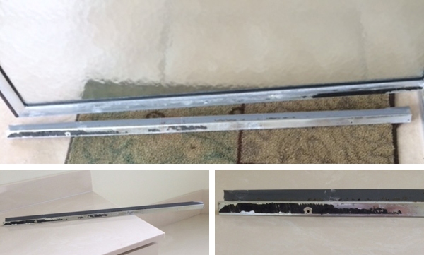 User submitted photos of a shower door sweep.