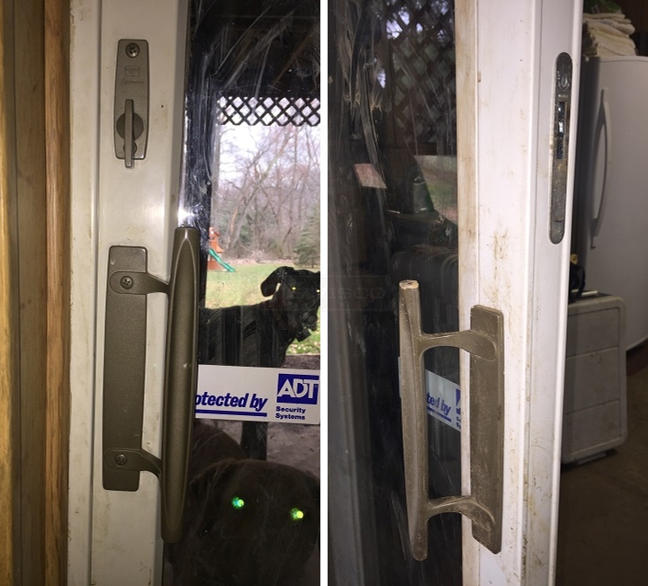 User submitted photos of patio door hardware.