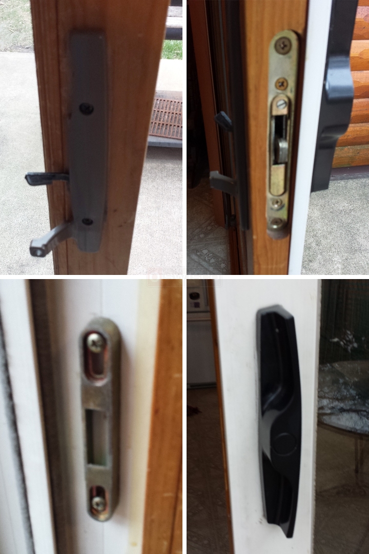User submitted photos of patio door hardware.