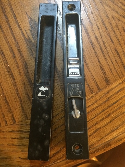User submitted a photo of patio door hardware.