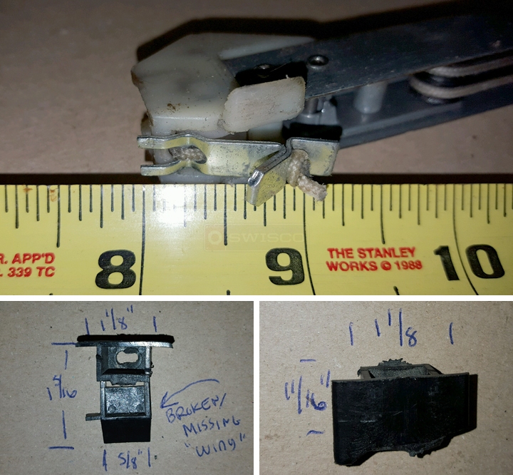 User submitted photos of a window balance and top sash guide.