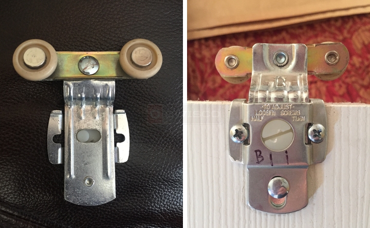 User submitted photos of closet door hardware.