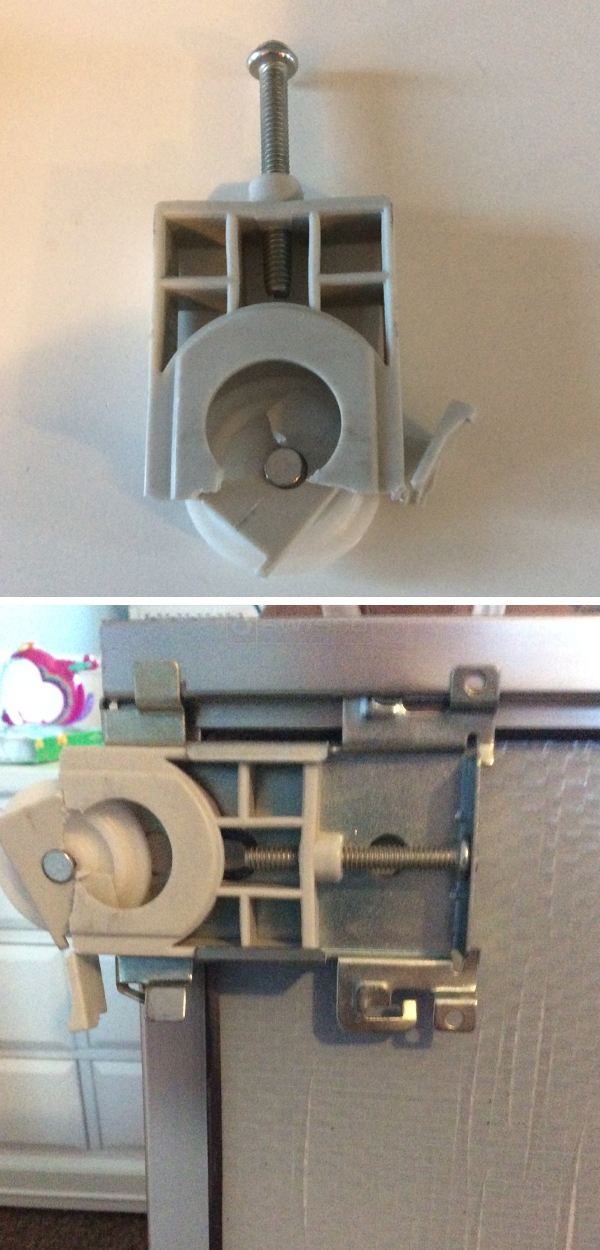 User submitted photos of a closet door roller.