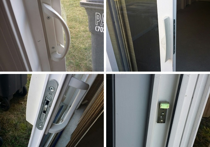 User submitted photos of patio door hardware.