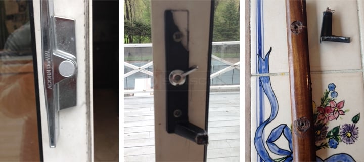 User submitted photos of pocket door hardware.