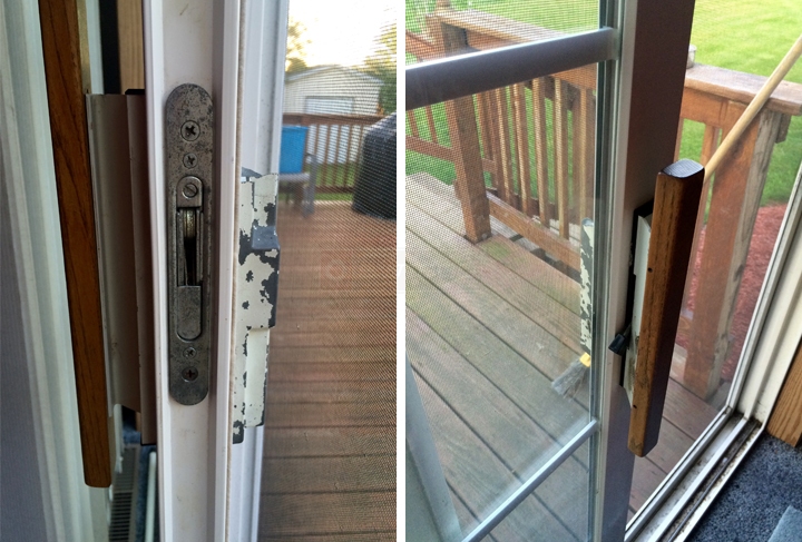 User submitted photos of patio door hardware.