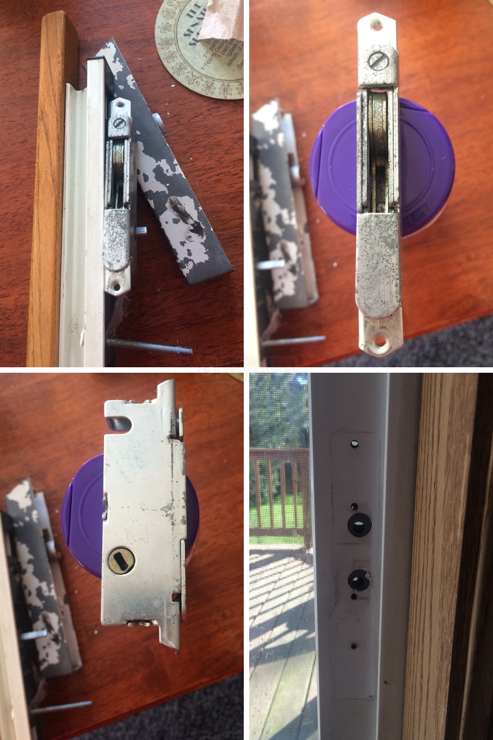 User submitted photos of patio door hardware.
