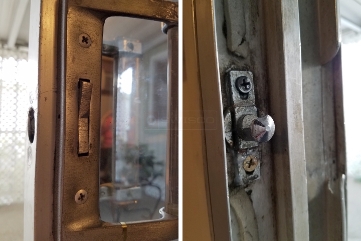 User submitted photos of patio door hardware.