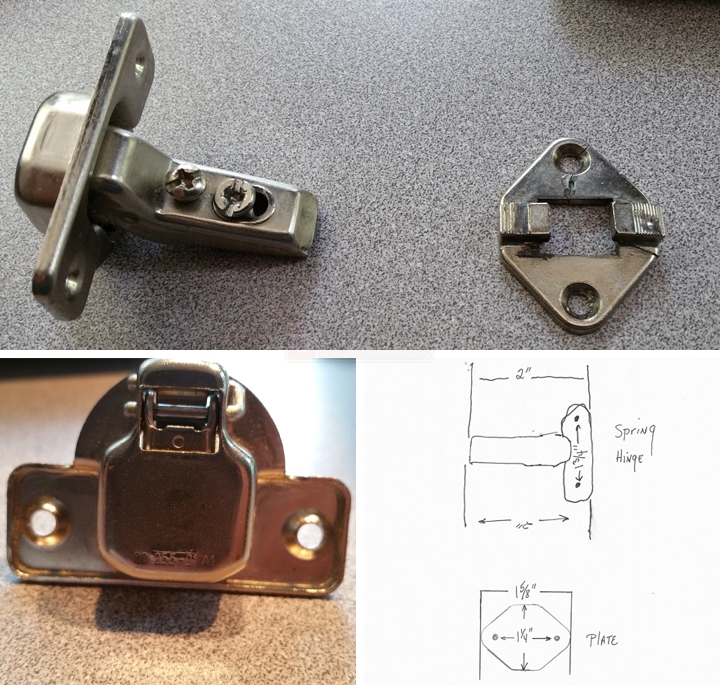 User submitted photos of a cabinet hinge.