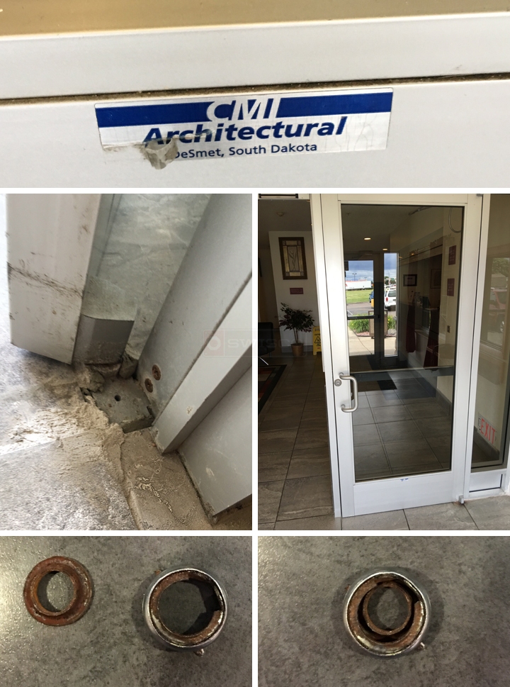 User submitted photos of commercial door hardware.