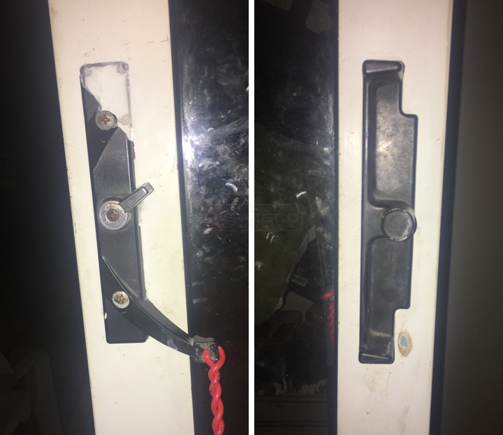 User submitted photos of patio door hardware.