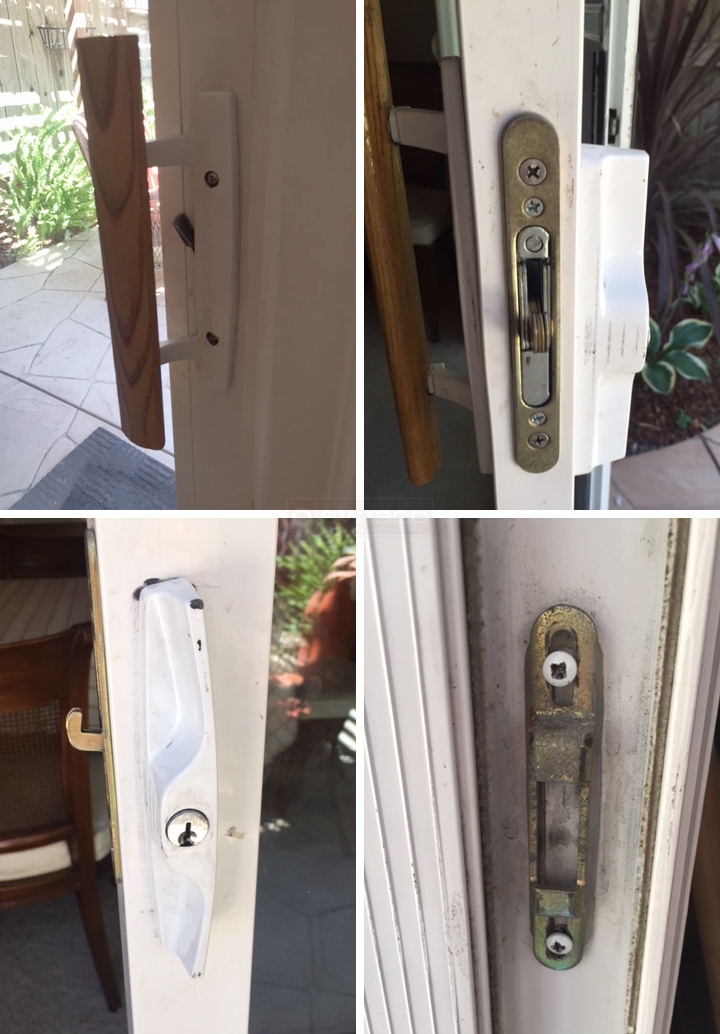 User submitted photos of patio door hardware.