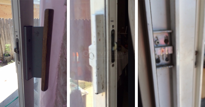 User submitted photos of patio door hardware.