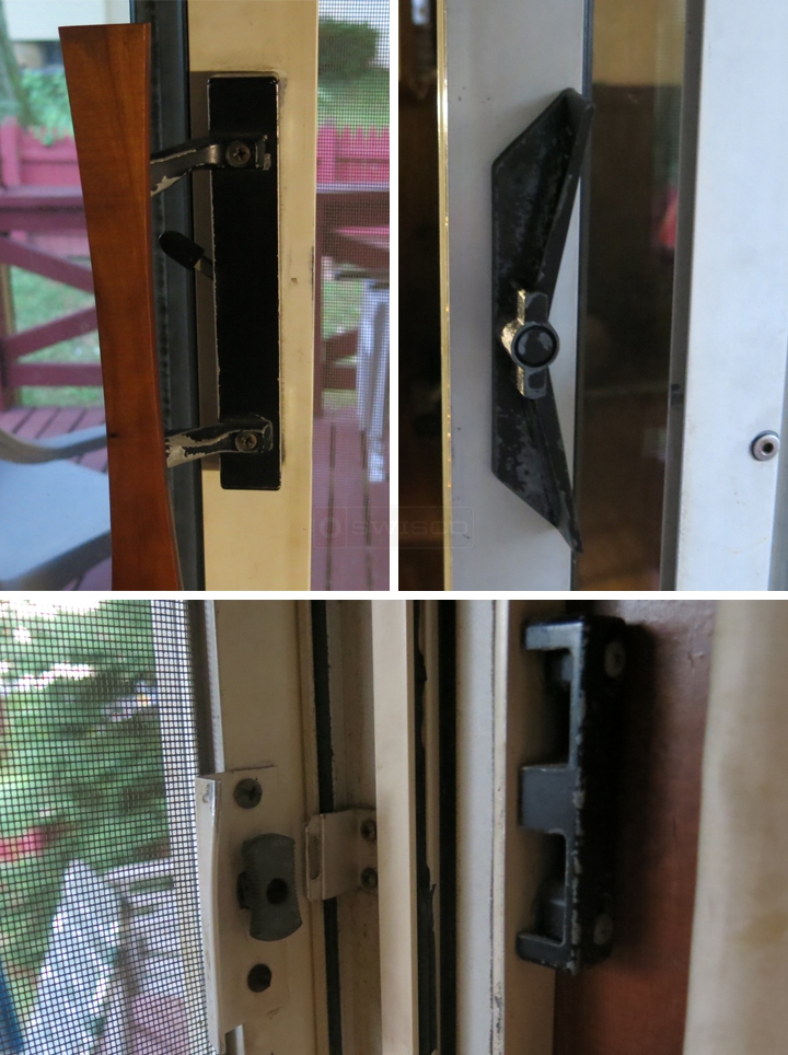 User submitted photos of patio door hardware.