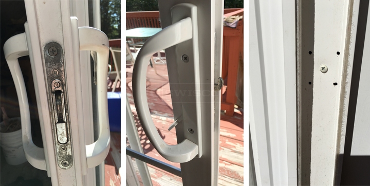 User submitted photos of patio door hardware.