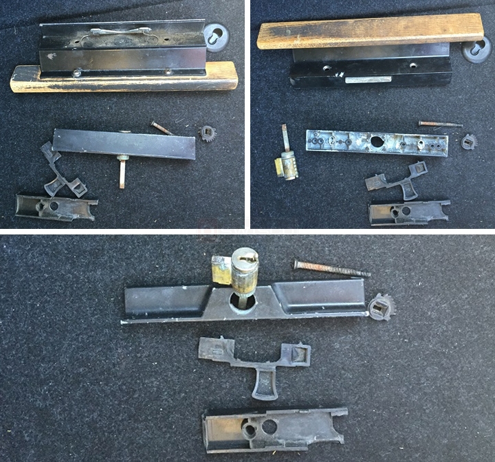 User submitted photos of patio door hardware.