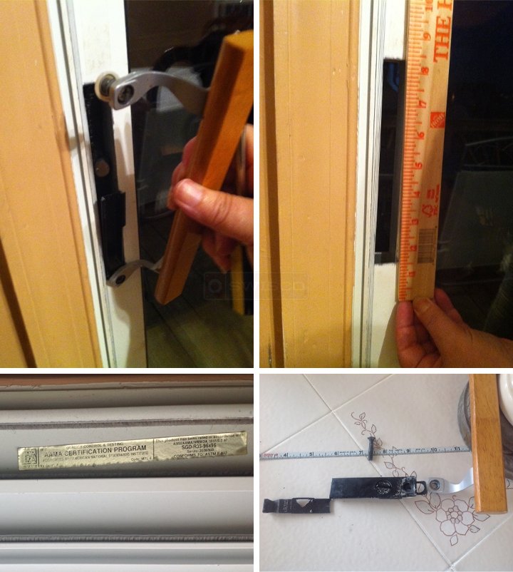 User submitted photos of patio door hardware.
