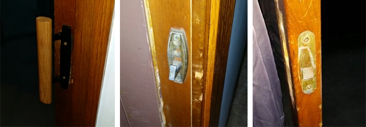 User submitted photos of patio door hardware.