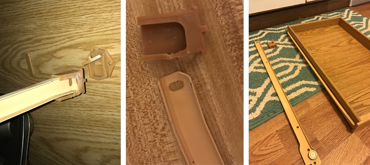 User submitted photos of drawer hardware.