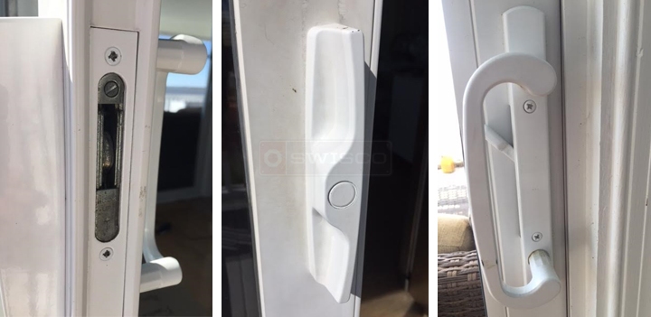 User submitted photos of patio door hardware.