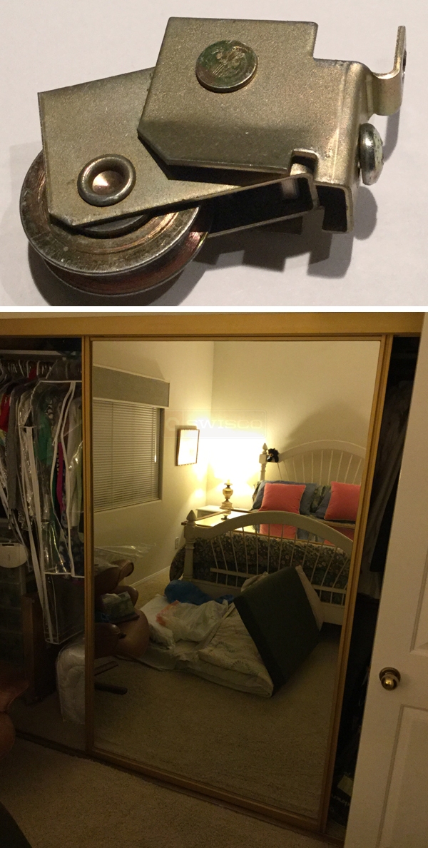 User submitted photos of closet door hardware.