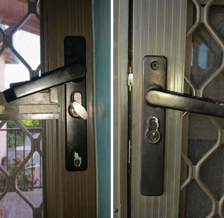 User submitted photos of security door hardware.