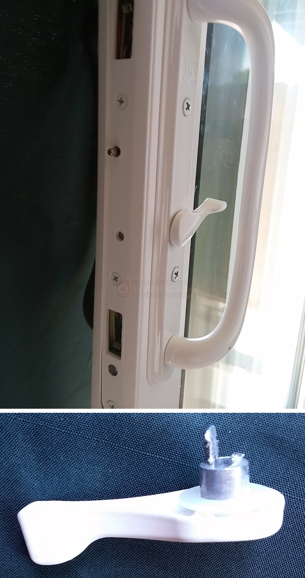 User submitted photos of patio door hardware.