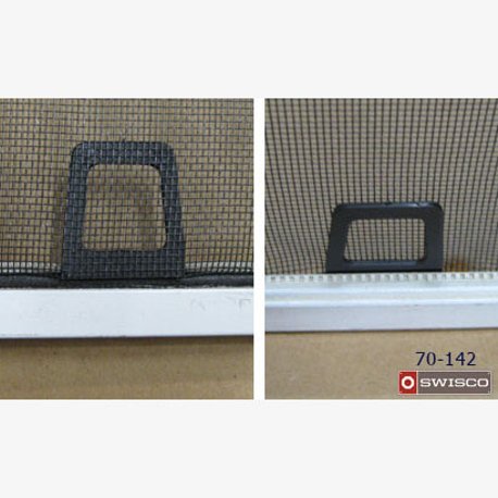 View of the 70-142 finger pull installed in a screen frame.