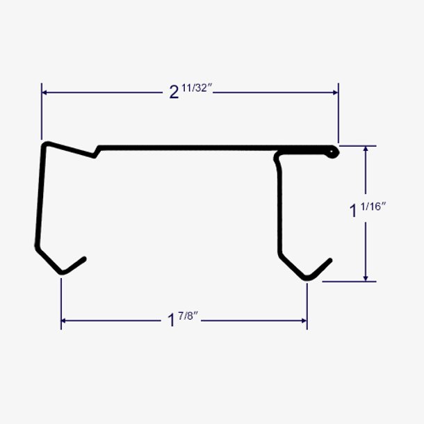 Profile view of the track of the two door sliding closet door track kit