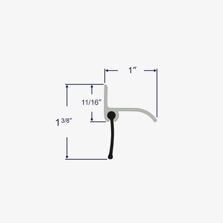 Profile view of the shower sweep with drip rail.