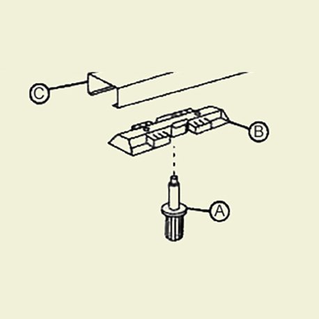 Diagram of how the 23-130 snaps into the middle of the track.