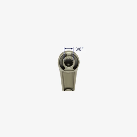 View of the gear hole with measurements