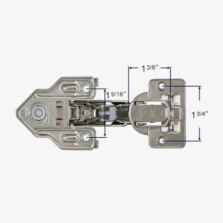 thumbnail image 2 of ONUS 2D Soft Close Compact Hinge – 1-1/4” Full Overlay For Face Frame Cabinets – Nickel 2 of 5