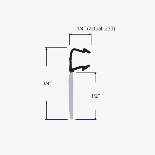 Profile view and dimensions of 10-065