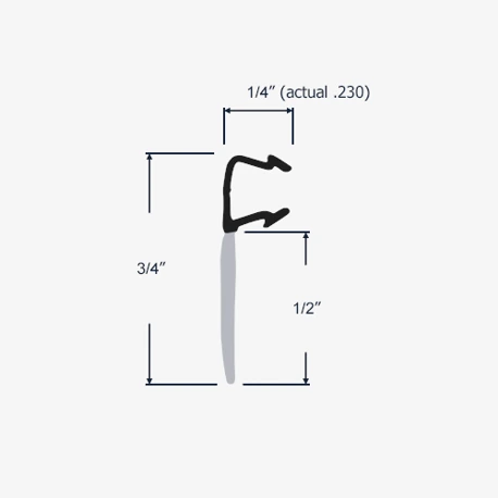 Profile view and dimensions of 10-065
